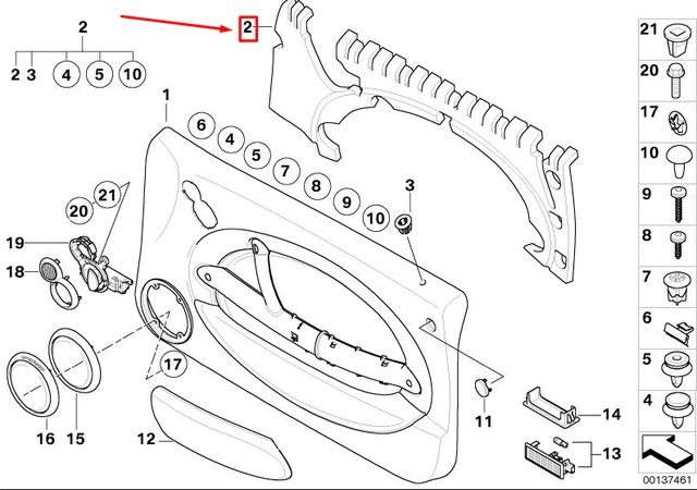 MINI COOPER R50, R53 Isolation Phonique De La Porte Avant Droite ...