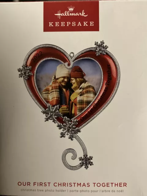 Hallmark 2022 ~ Our First Christmas Together~Heart Shaped Photo Holder Ornament