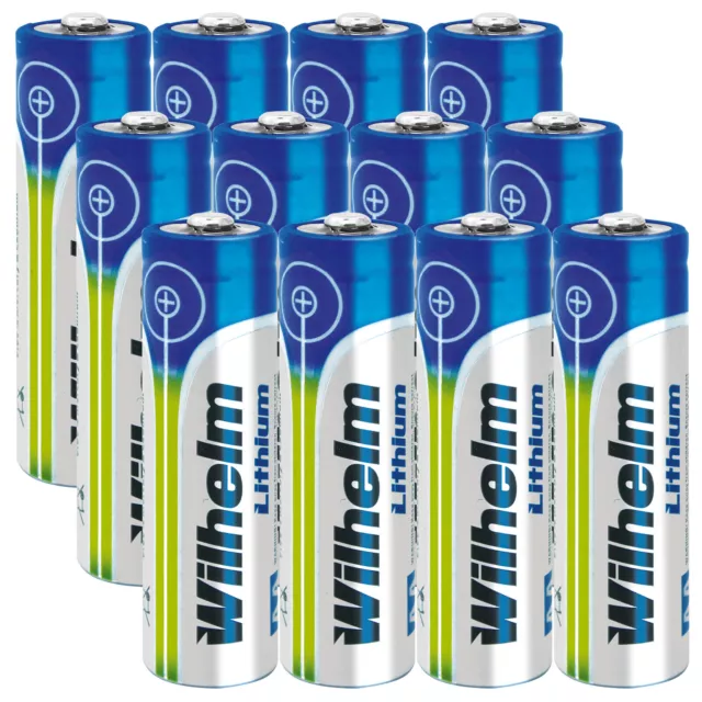 12 x Wilhelm Lithium AA Mignon Batterien LR6 1,5V Lithiumbatterie