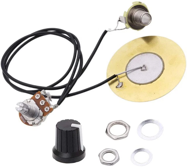 PICKUP WIRING KIT Piezo 50Mm Transducer Prewired Amplifier 6.35Mm