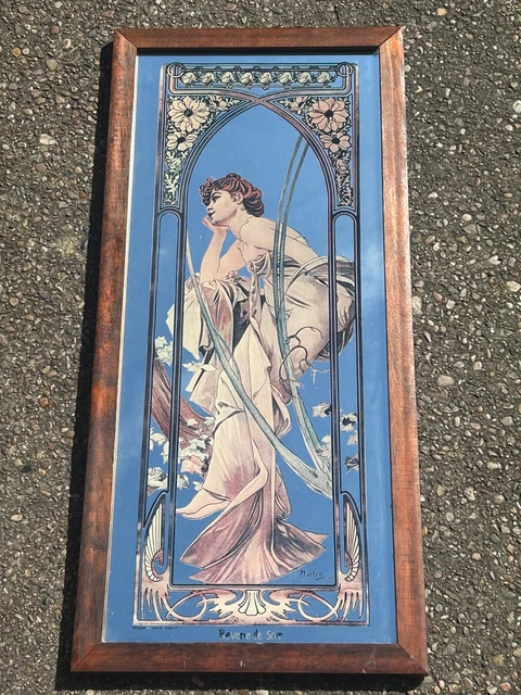 Miroir Mural Sérigraphié AUTOMNE - Style Art Nouveau Mucha - 38x20 Cm - Vogue