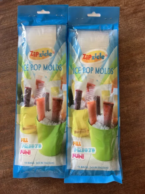 Zipzicle Ice Pop Molds 72 Total Reusable BPA Free NEW 4 Pks Of 18 Push Up 2”x9”