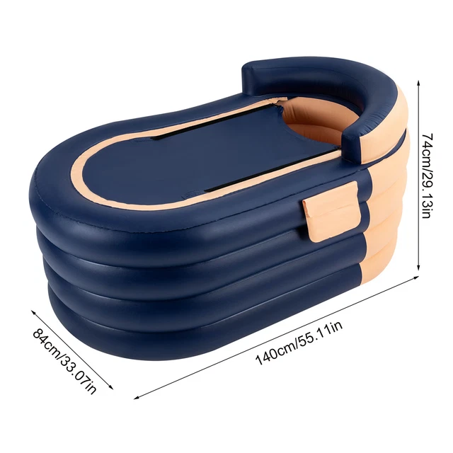 1X PVC Portable Inflatable Adult Blow Up Bathtub Bath Tub Travel Spa Folding Tub
