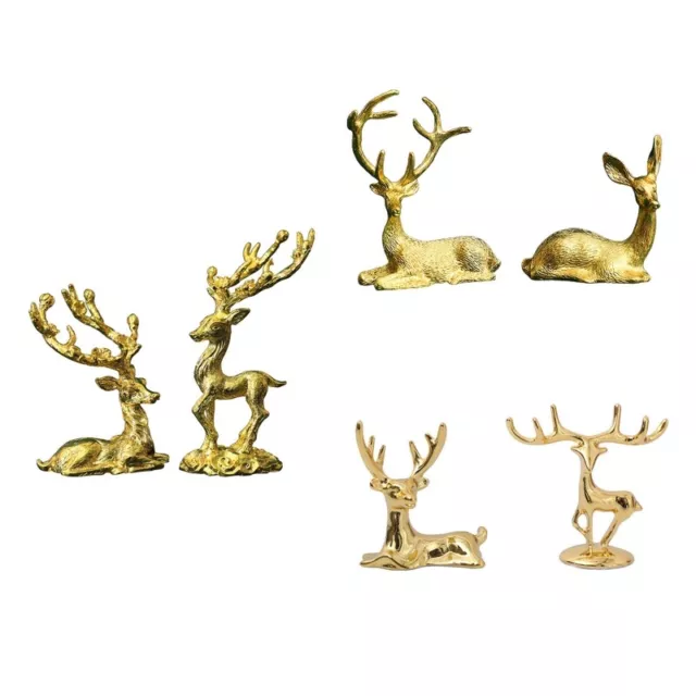 Plating Elk Deer Figurines 1 Pair Metal Statue Ornament