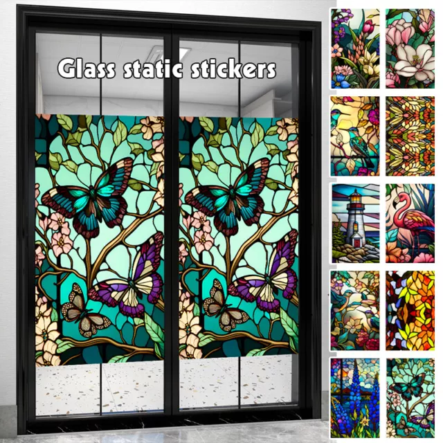 Colorful Retro Flower Birds Window Glass Electrostatic Stickers Removable US