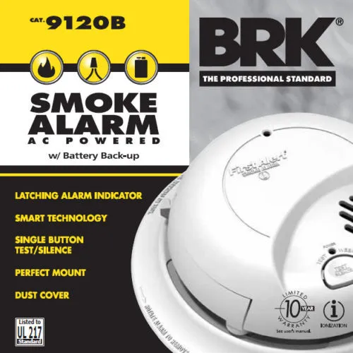 First Alert 9120B Smoke Detector & Alarm, AC Powered With Battery Backup 3