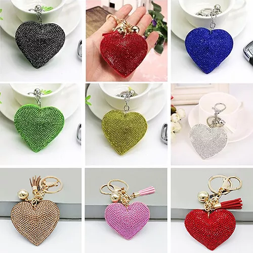 Pendant Keychain Bag Keyring Key Chain Charm Heart Crystal Rhinestone Handbag