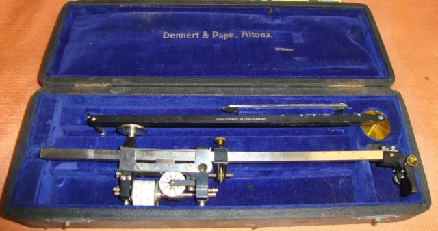 Dennert & Pape Hamburg 1 altes Planimeter antik 3-teilig mit Schatulle  835