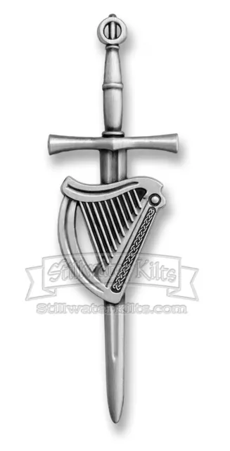 Deluxe Irish Harp Sword KILT PIN by Stillwater Kilts