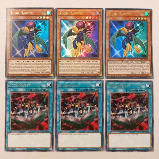 Toon-Harpyie Ultra Rare + Toon-Welt 6 Karten Set deutsch Yugioh