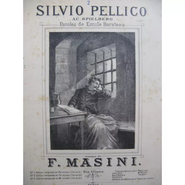 MASINI F. Silvio Pellico au Spielberg Chant Piano XIXe