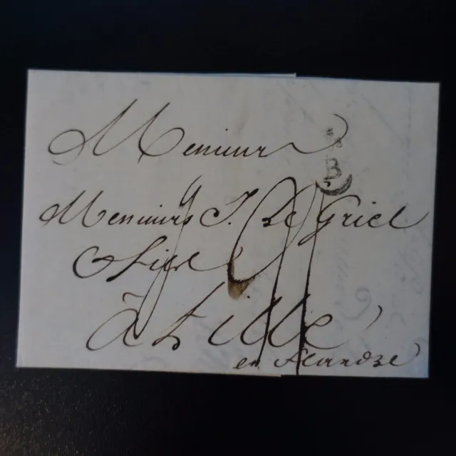 1783 Lettre Cover Marque Postale "B" Couronné Bordeaux Pour Lille