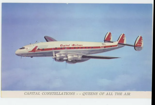 Lockheed Constellation Capital Airlines Queens of All the Air 1950s Postcard