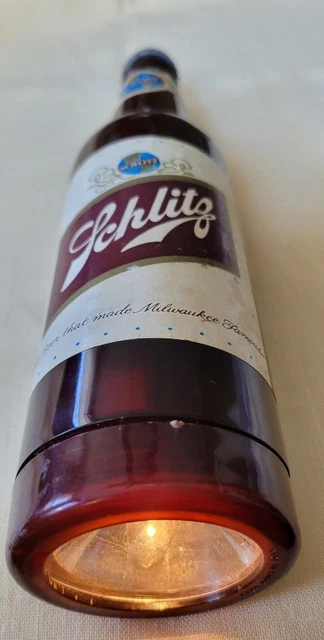Schlitz Beer Bottle Flashlight, Plastic 1970, Great Condition, Works!