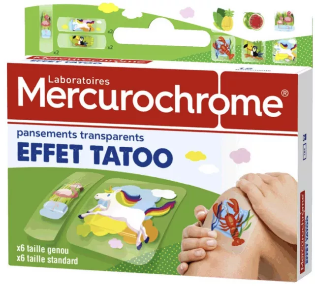 MERCUROCHROME Pansements enfant effet tatouage 2 formats