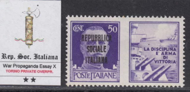 ITALY RSI (Social Rep) - War Propaganda -Essay IX MNH** Torino 1944  R^