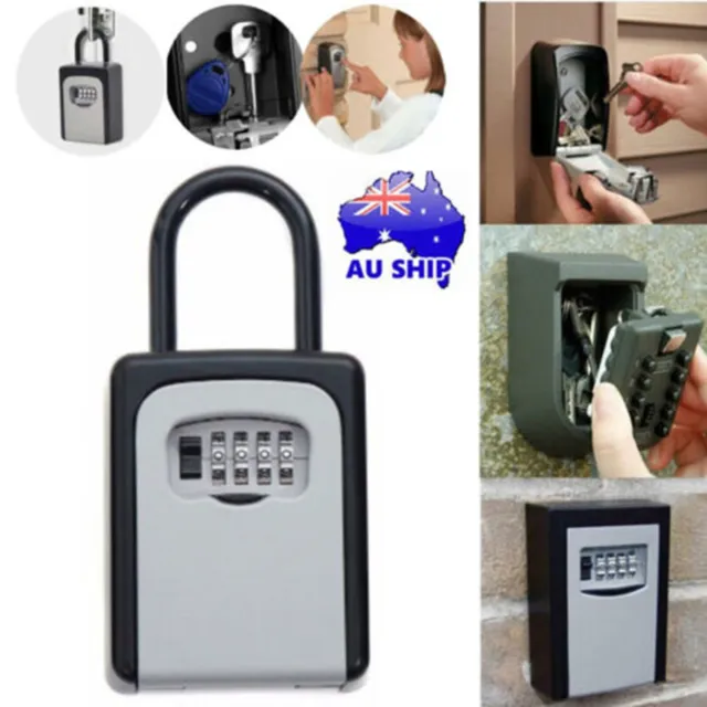 Key Safe Storage Lock Box 4-Digit Combination Padlock Security Home Outdoor Inn