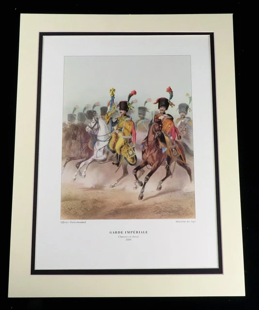 French Military Print Cavalry Officer in Battle War Horse Equestrian Napoleonic