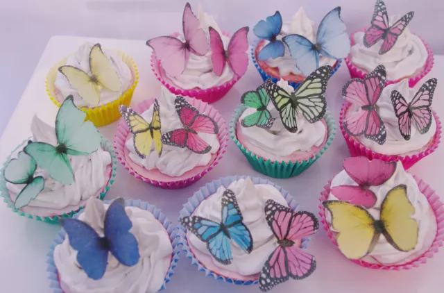 Butterfly Cupcake Topper 10pc Mixed Species Edible Lolly Buffet Sweets Deserts 3