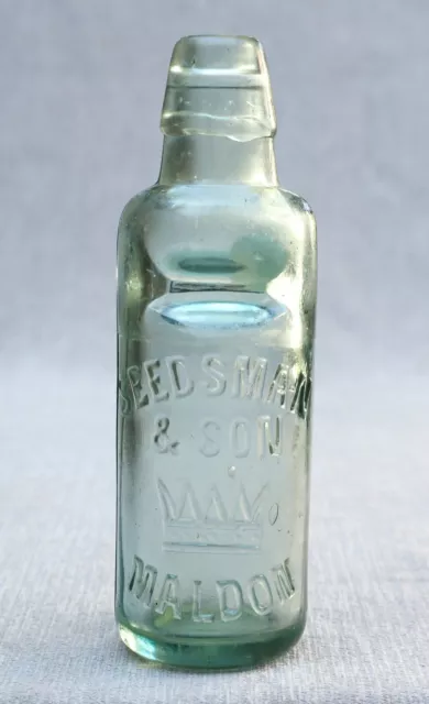 Scarce Seedsman & Son Crown Maldon Vic Embossed Marble Codd Bottle 6oz ~ 186mm