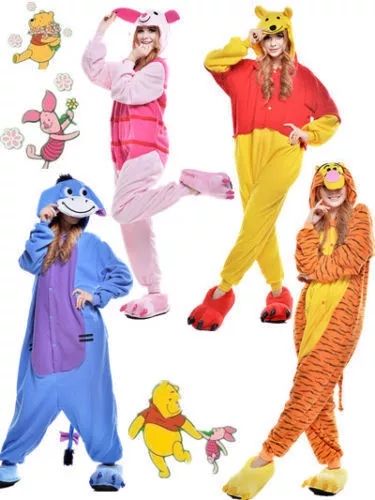 Unisex Adult Winnie The Pooh Flannel Onesie11 Cosplay Costume Kigurumi PajamasUK