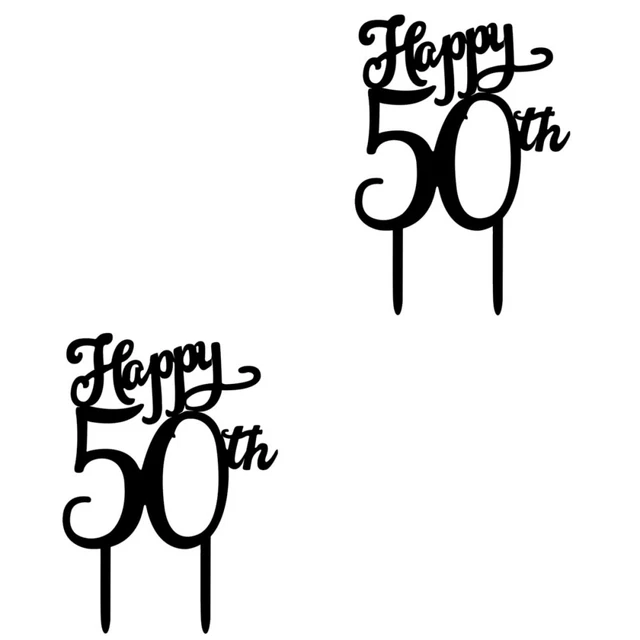 2 piezas Happy 50 Cumpleaños Pastel Topper Acrílico 50th Pastel Decoración