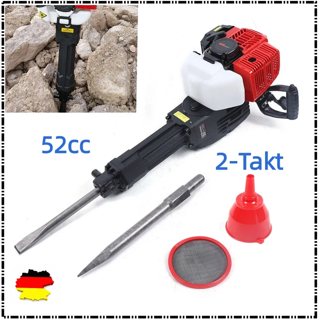 2-Takt Benzin Abbruchhammer 1900W Stemmhammer Meißelhammer Meißel Profi Set 55J