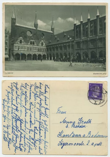 87329 - Lübeck - marketplace - postcard, run 5.6.1942