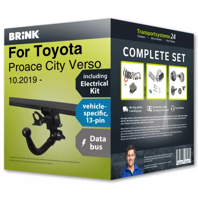 Towbar detachable for TOYOTA Proace City Verso 10.2019- + 13pin spec. e-kit FP