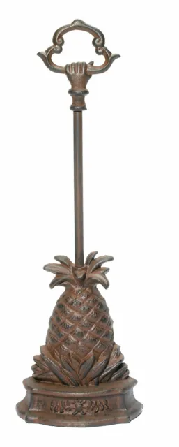 Pineapple Doorstop Porter with Handle Heavy Duty Cast Iron Antique Style Brown