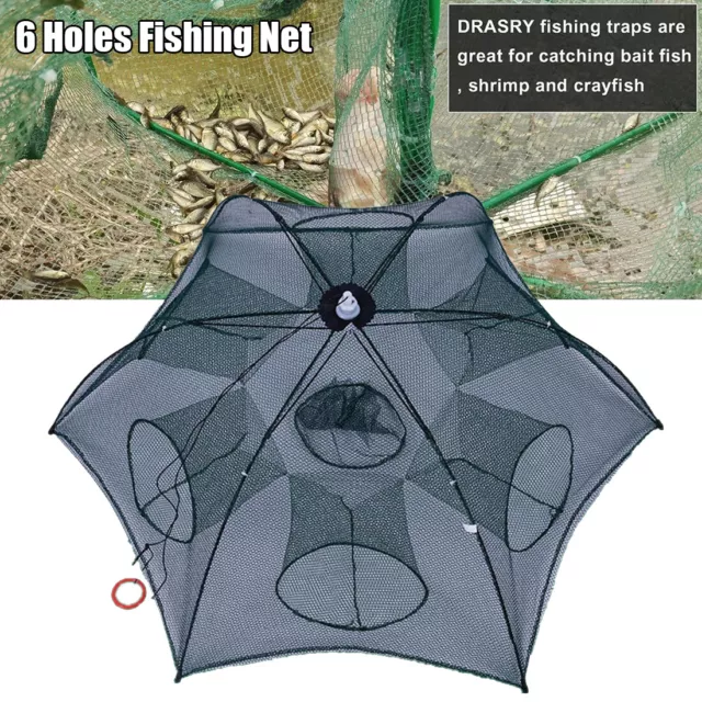 MAGIC FISHING TRAP 8 Holes Automatic Folding Shrimp Deep Cast Cage Crab Fish  Net £6.97 - PicClick UK