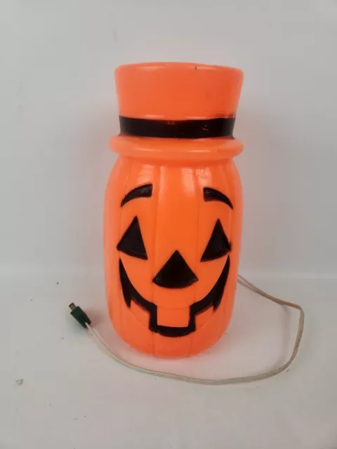 VINTAGE BAYSHORE HALLOWEEN Pumpkin Jack-O-Lantern Top Hat Lighted Blow ...