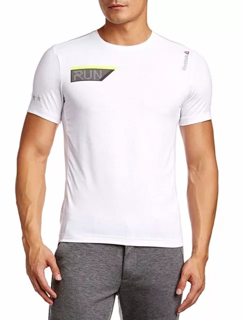 Men's New Reebok One Series Running T-Shirt, Top - White - Gym Fitness Training