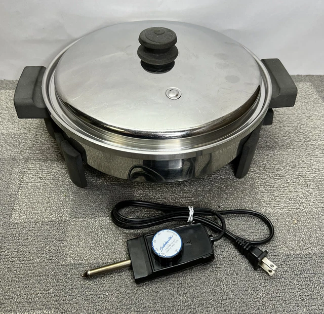 Saladmaster 7256 12” Liquid Core Stainless Steel Electric Skillet Vapo Lid Cook. Saladmaster 7256 12” Liquid Core Stainless Steel Electric Skillet Vapo Lid Cook.