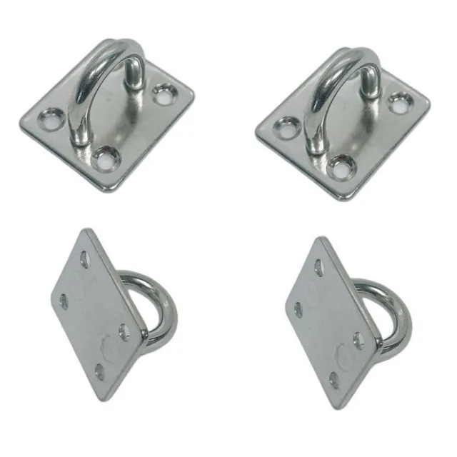 Marine Grade Stainless Steel Square Pad Eye 1/4" Boat Deck Hardware | PACK 4 |