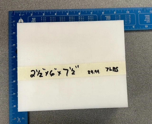 2 1/2" Thick DELRIN / ACETAL NAT FLAT SHEET STOCK 2.50" x 6.00" x 7.50"