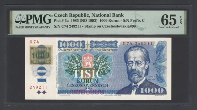 Czech Republic 1000 Korun 1985 (ND 1993) P3a Uncirculated Grade 65