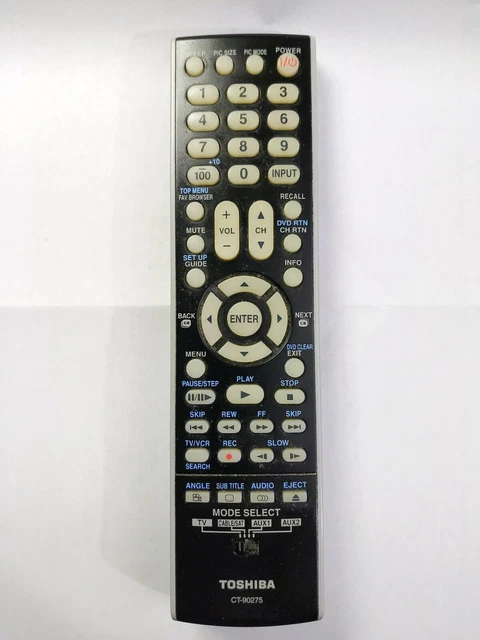 Original Toshiba Remote Control Model CT-90275 4 mode: TV -Cable/Sat -Aux1 -Aux2
