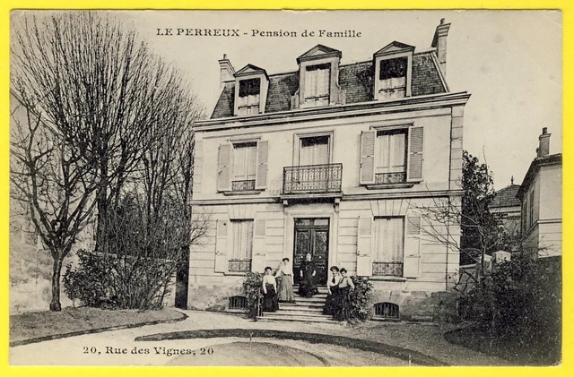 cpa Tres Rare 94 LE PERREUX sur MARNE PENSION de FAMILLE 20 rue des VIGNES Animé