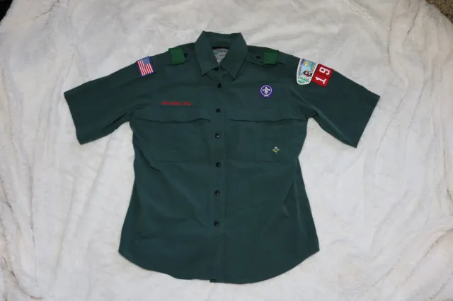 Boy Scouts Venturing Ladies Uniform Shirt BSA VENTED Green Nylon Women's Small S