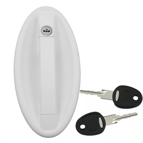 Cerradura de Puerta Ff M1 Caravana Autocaravana Barco Blanco Parte Exterior Oval