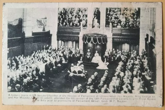 Postcard  King George V1 & Queen Elizabeth at Ottawa Canada,Parliament c1939