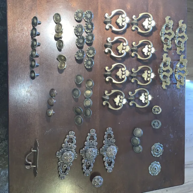 Antique Furniture Hardware Drawer Pulls Handles Knobs Brass Mixed Lot Parts 50+