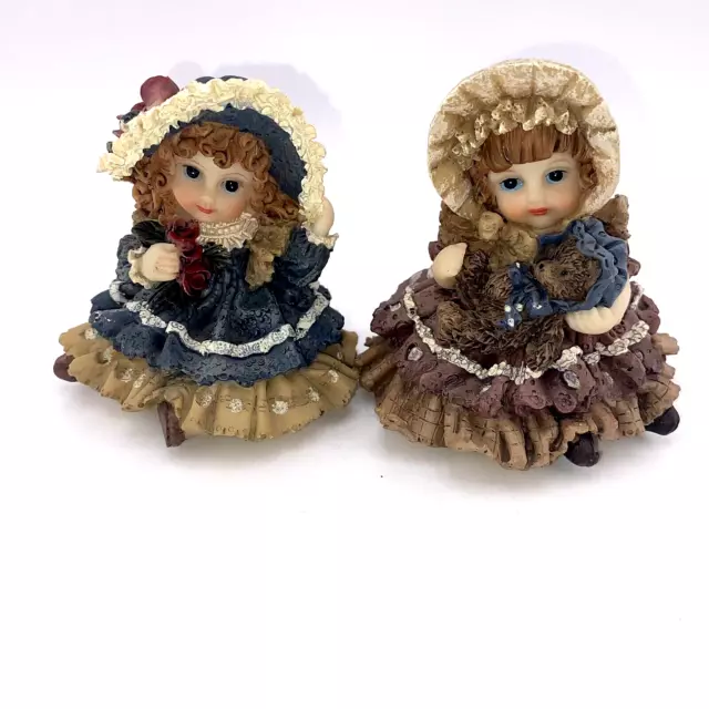 Meerchi Vintage Set of Country Girl Resin Figurines Lots of Detail