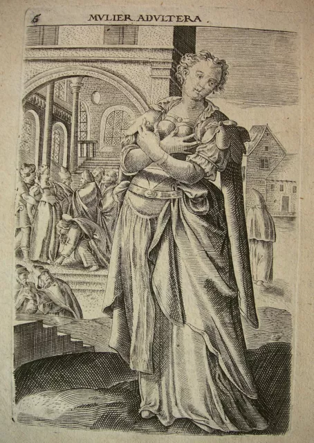 `Ehebrecherin (Jesus)´ Kopie Nach K. Van Mallery / M. De Vos, Kupferstich ~1680