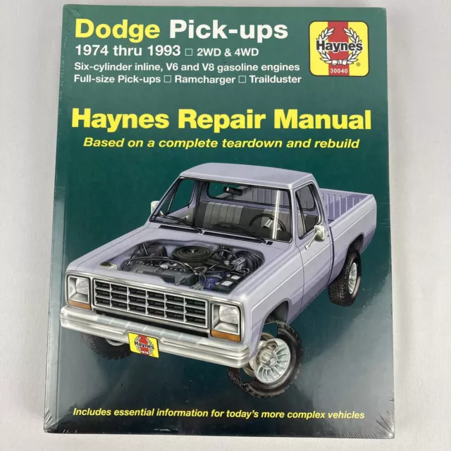 Dodge Pick-ups 1974-1993 2WD & 4WD Repair Manual-Base Haynes 30040 NEW
