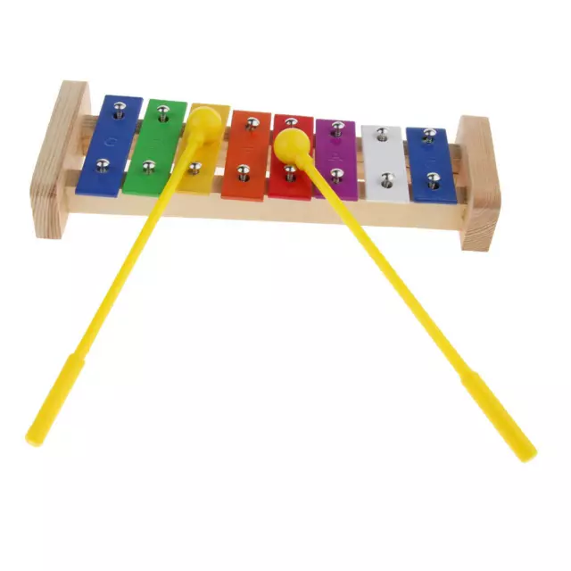 Colorful 8 Tones Hand Knock Xylophone with 2 Wooden Mallets Birthday Gift