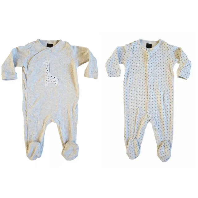 Ex Store Baby Boy Giraffe Spotty Sleepsuits Babygrow x 1 Age Tiny  O/1  6/9 Mths