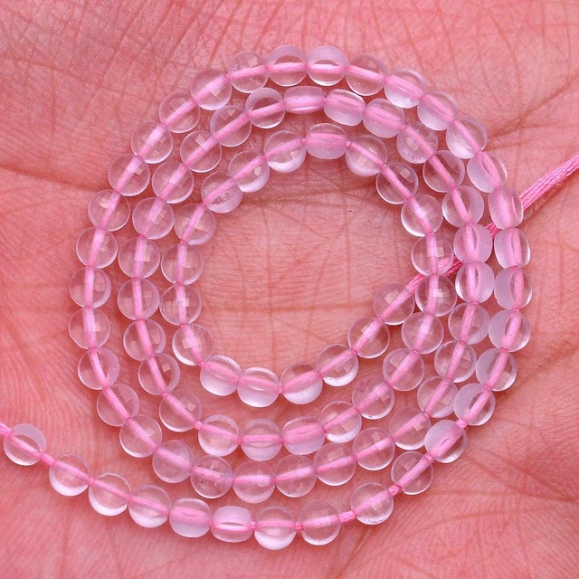 Naturel Rose Quartz Gemme 3mm-4mm Pièce Forme Checker Coupe Facettes Perles 33cm
