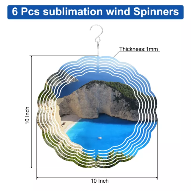 6 Pcs Sublimation Wind Spinners, 10 Inch Diameter 3D Circle 2